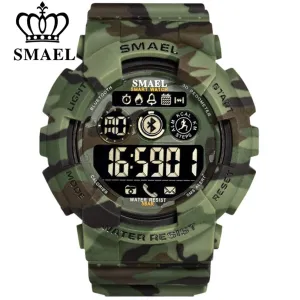 SMAEL Sport Watches Mens Digital WristWatches Male Chronograph Military Army Camouflage Wrist Watch LED Display Watches For Men
