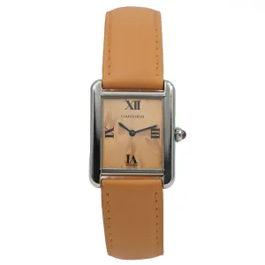 SOLD - 10/2/24 - Cartier Tank Solo Orange W1019455 Stainless Steel Orange Strap w. Box Limited Ed