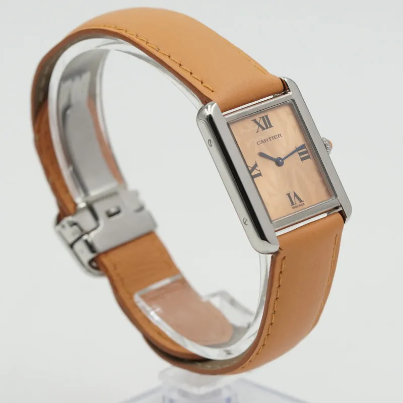 SOLD - 10/2/24 - Cartier Tank Solo Orange W1019455 Stainless Steel Orange Strap w. Box Limited Ed