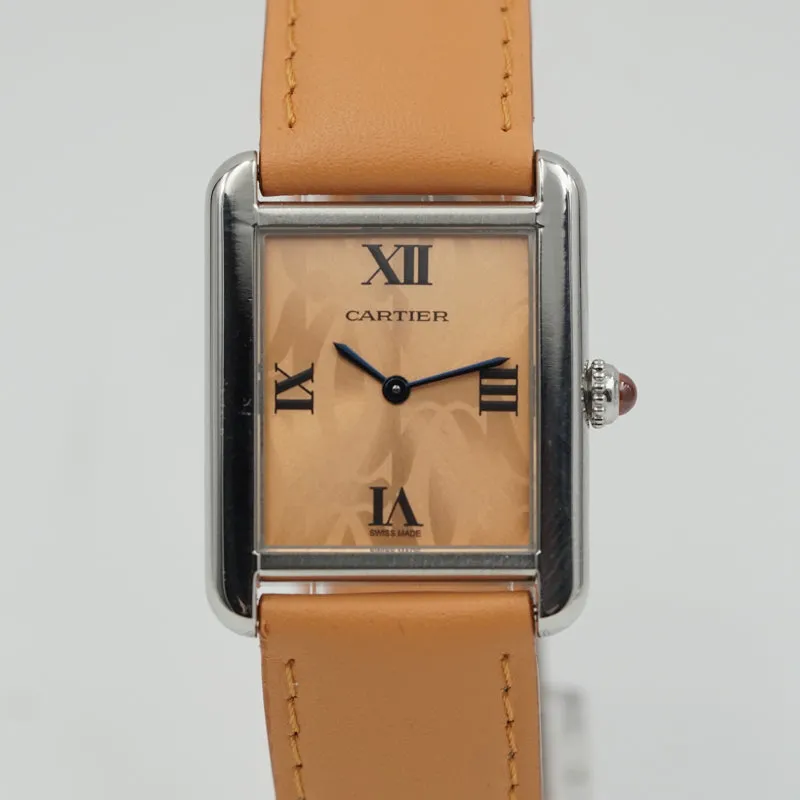 SOLD - 10/2/24 - Cartier Tank Solo Orange W1019455 Stainless Steel Orange Strap w. Box Limited Ed