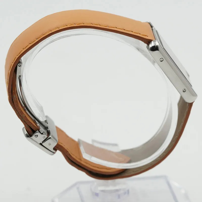 SOLD - 10/2/24 - Cartier Tank Solo Orange W1019455 Stainless Steel Orange Strap w. Box Limited Ed