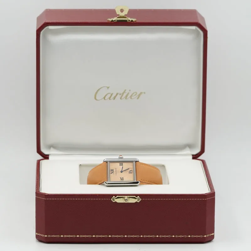 SOLD - 10/2/24 - Cartier Tank Solo Orange W1019455 Stainless Steel Orange Strap w. Box Limited Ed