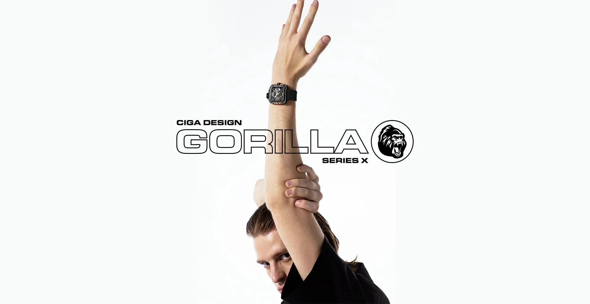 SOLD!!  CIGA Design Mechanical Skelton Watch Series X Gorilla Black Orange