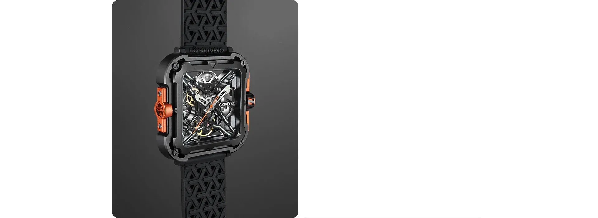 SOLD!!  CIGA Design Mechanical Skelton Watch Series X Gorilla Black Orange