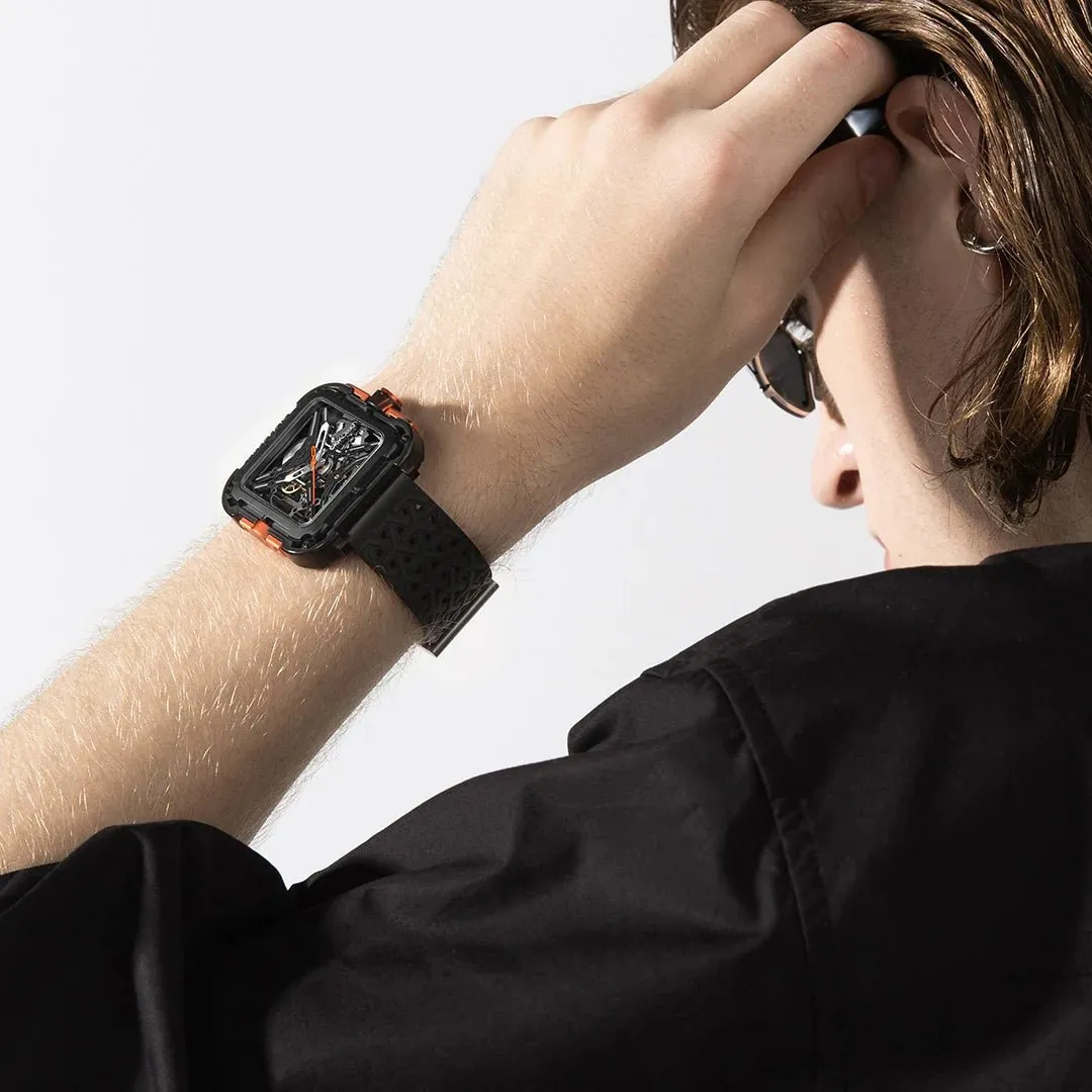 SOLD!!  CIGA Design Mechanical Skelton Watch Series X Gorilla Black Orange