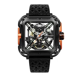 SOLD!!  CIGA Design Mechanical Skelton Watch Series X Gorilla Black Orange