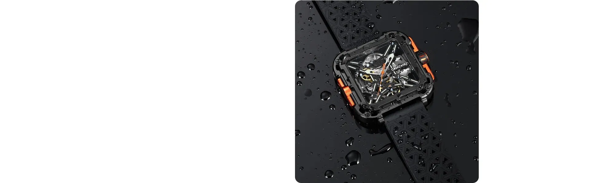 SOLD!!  CIGA Design Mechanical Skelton Watch Series X Gorilla Black Orange