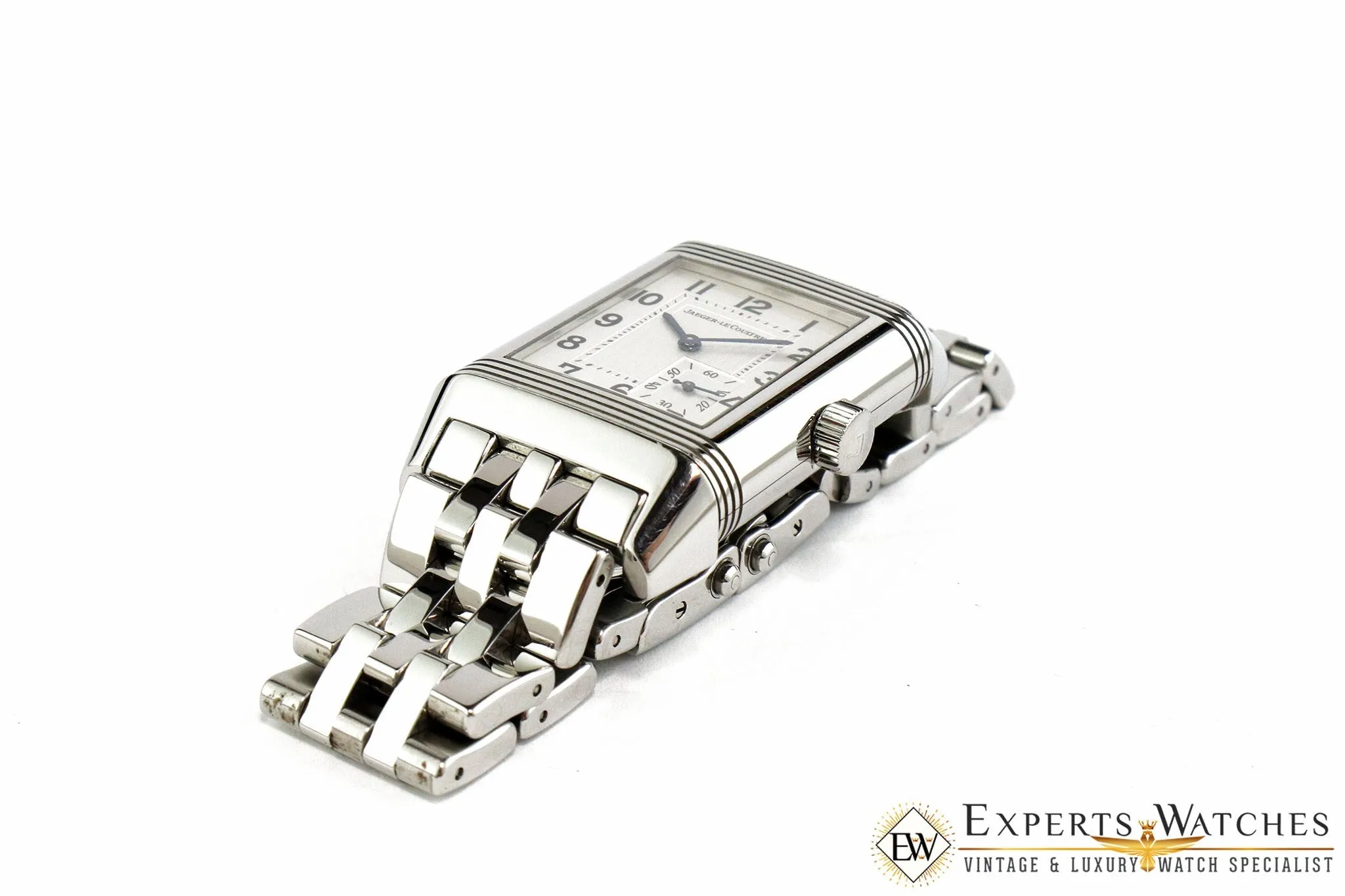 SOLD!!!  JLC Jaeger LeCoultre Grand Reverso Steel 8 days Watch Ref 240.8.14 Box Papers