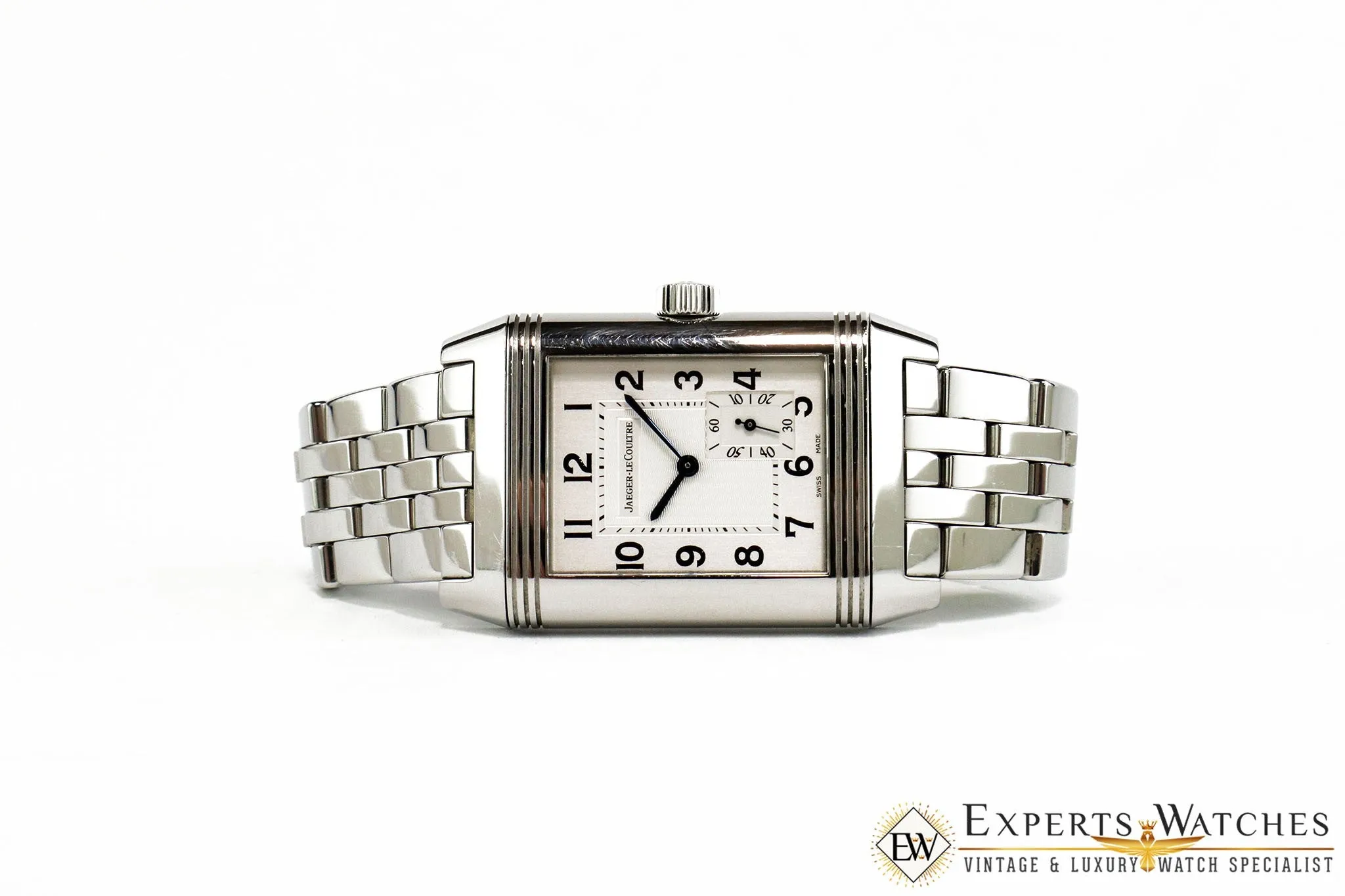 SOLD!!!  JLC Jaeger LeCoultre Grand Reverso Steel 8 days Watch Ref 240.8.14 Box Papers