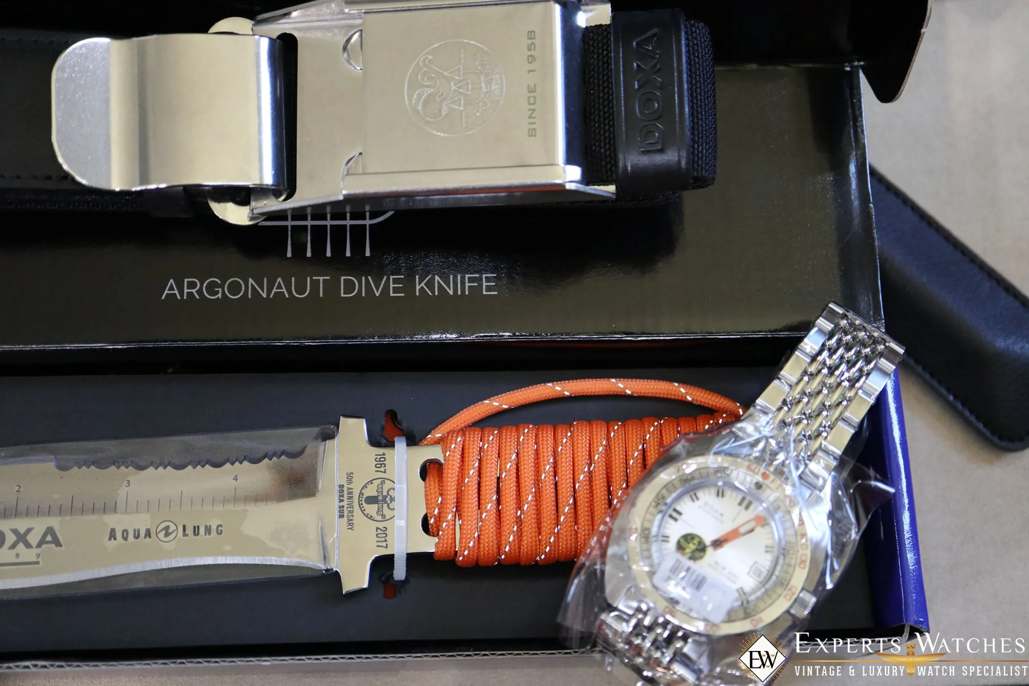 Sold!!! New Limited Edition Doxa Sub 300T 50th Anniversary Searambler Silver Lung Watch
