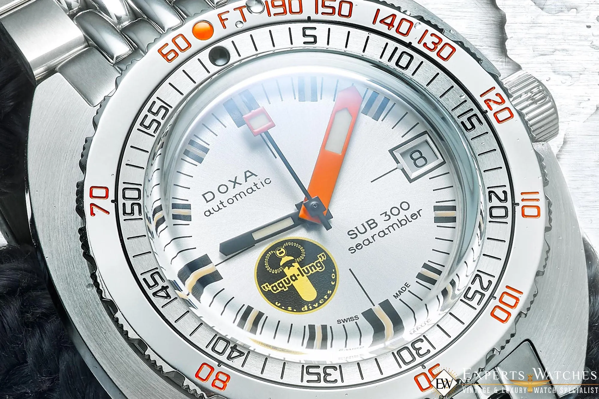 Sold!!! New Limited Edition Doxa Sub 300T 50th Anniversary Searambler Silver Lung Watch