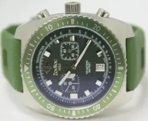 Sold!!! ZODIAC MEN'S SEA DRAGON Green Hulk RUBBER Diving WATCH ZO2228 Swiss Chronograph
