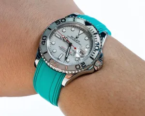 Solitaire Rubber straps in Turquoise Blue Rolex Yacht-Master 116622