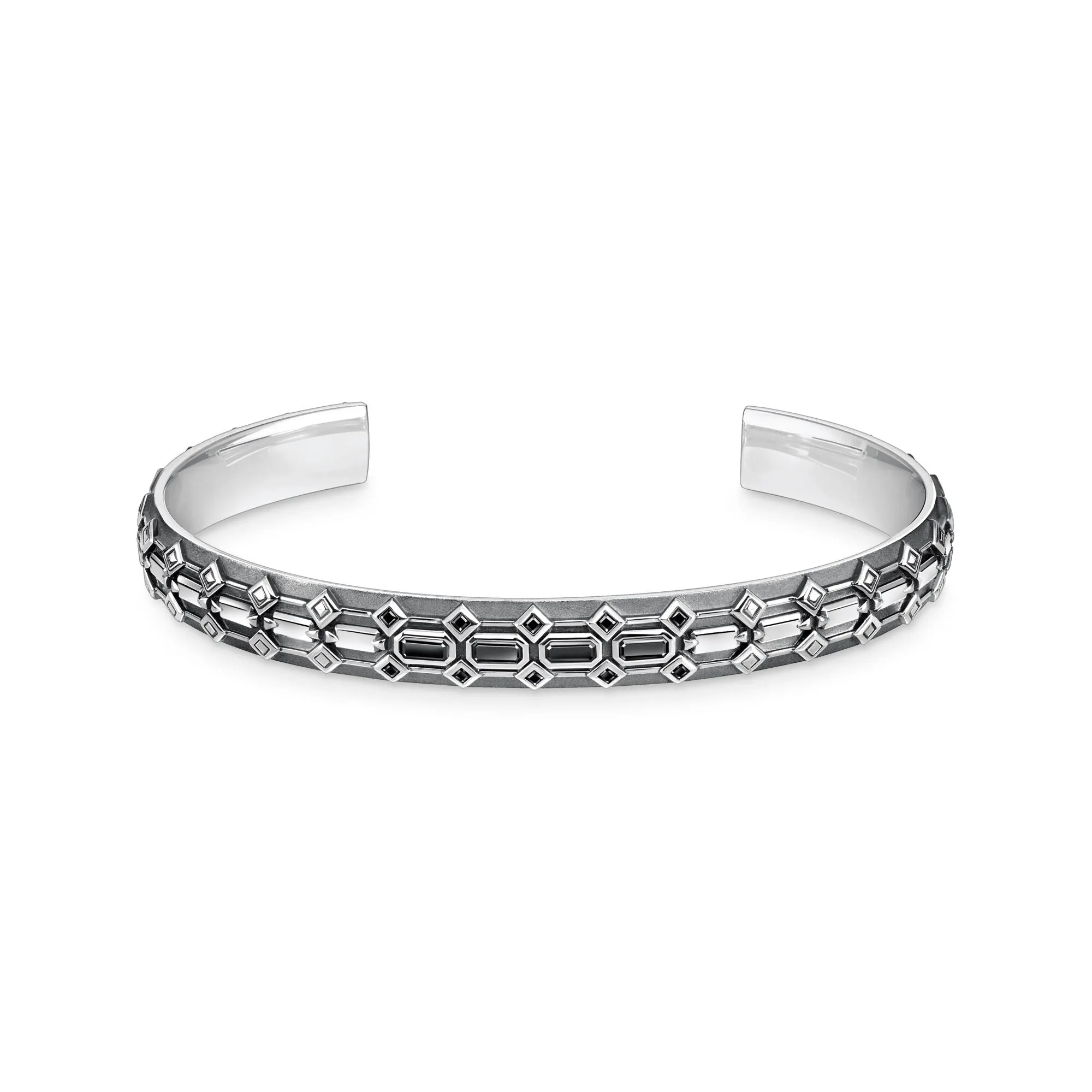 THOMAS SABO Bangle Crocodile Shell with Stones Silver Blackened