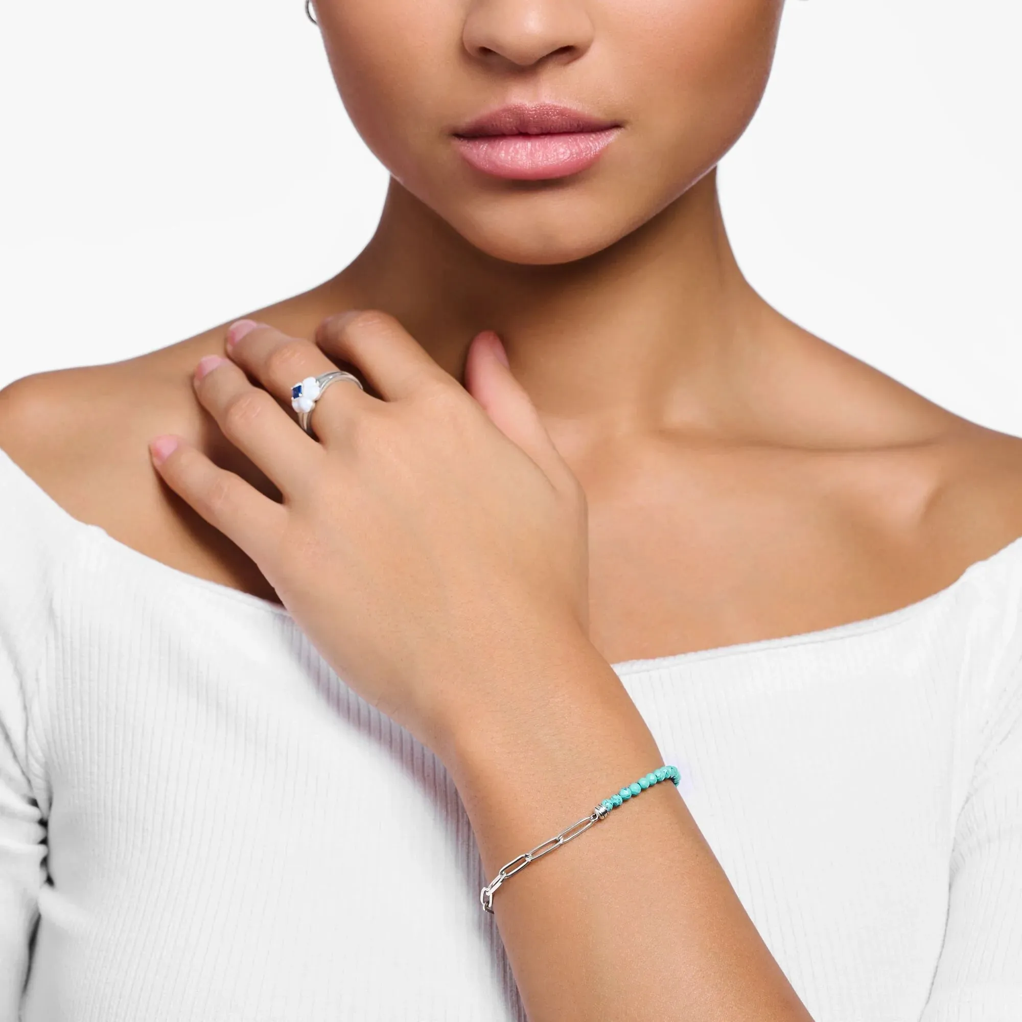 THOMAS SABO Chain Turquoise Bead Bracelet with Pearls