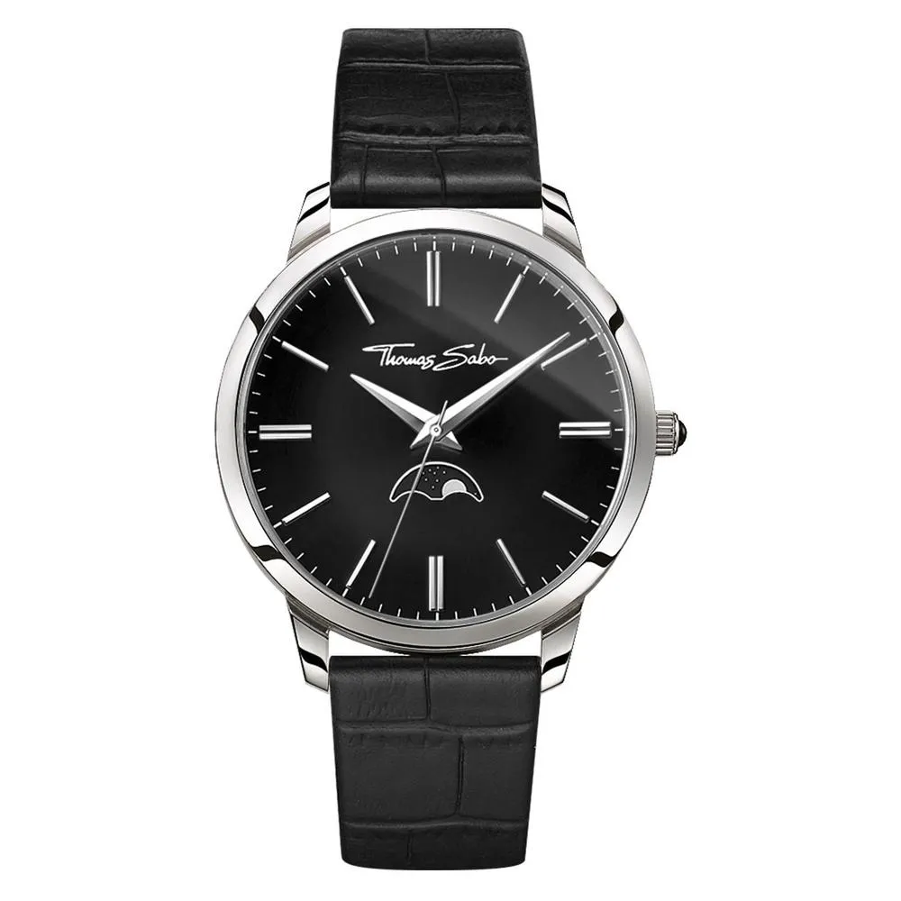 Thomas Sabo Classic Moonphase Black Leather Mens Watch