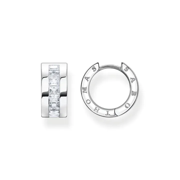 Thomas Sabo Hoop Earrings White Stones Silver
