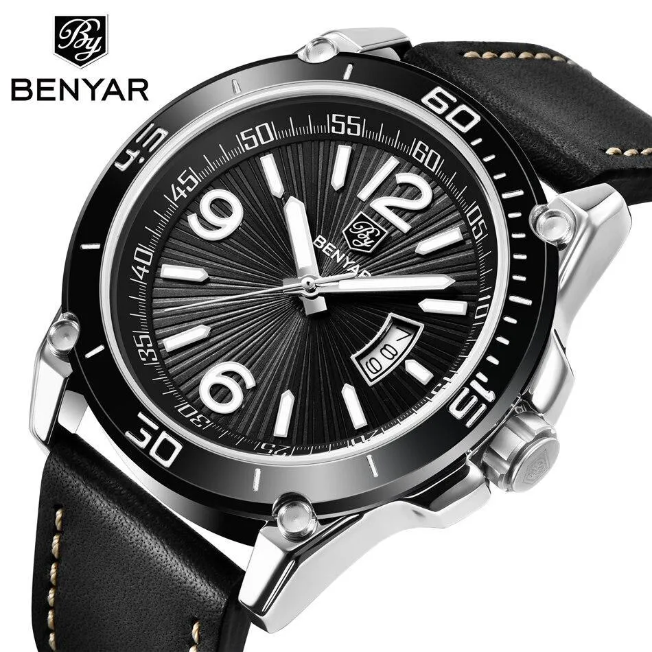 Top Luxury Fashion Mens Watches Quartz Casual Leather Design Sport Analog Waterproof Classic Wrist Watch