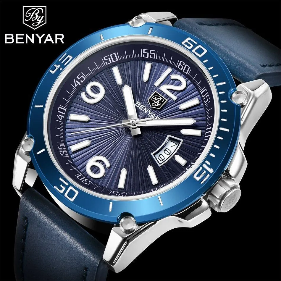 Top Luxury Fashion Mens Watches Quartz Casual Leather Design Sport Analog Waterproof Classic Wrist Watch