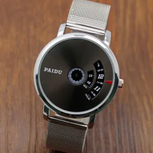 Turntable Dial PAIDU Net Mesh Steel Band Wrist Fashion Watch Men Women Gift