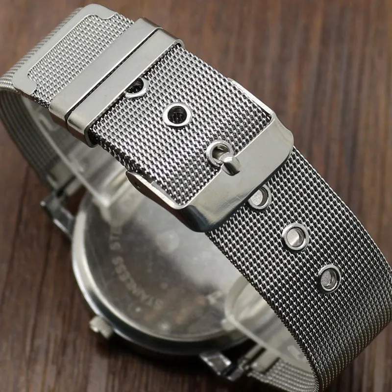 Turntable Dial PAIDU Net Mesh Steel Band Wrist Fashion Watch Men Women Gift
