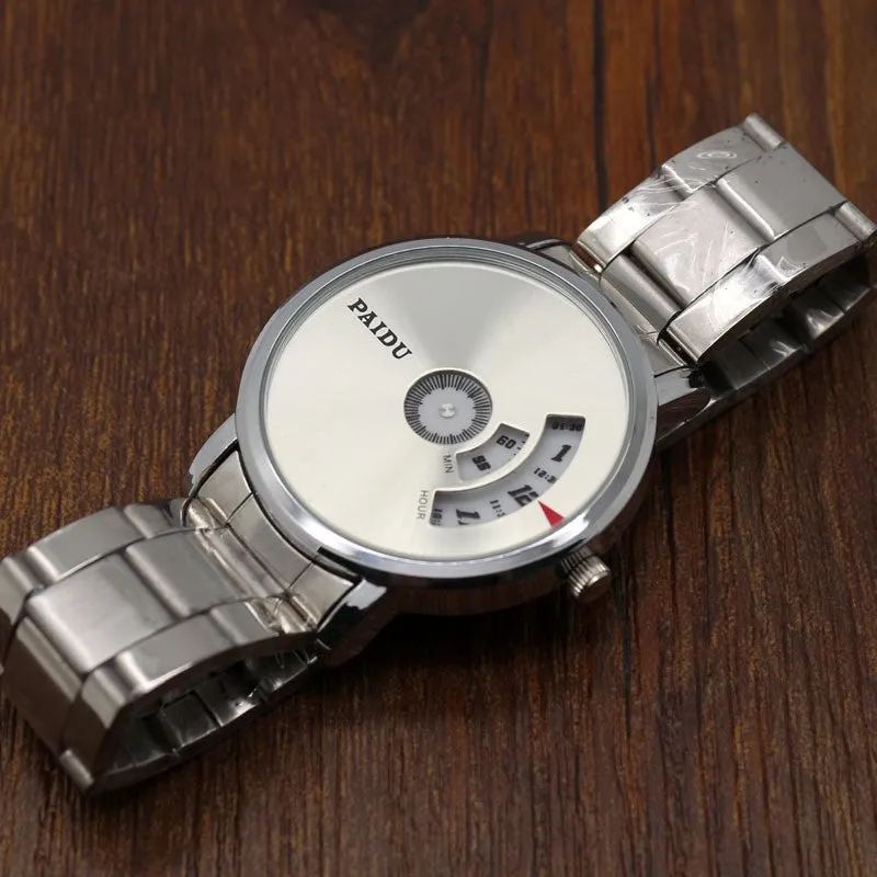 Turntable Dial PAIDU Net Mesh Steel Band Wrist Fashion Watch Men Women Gift