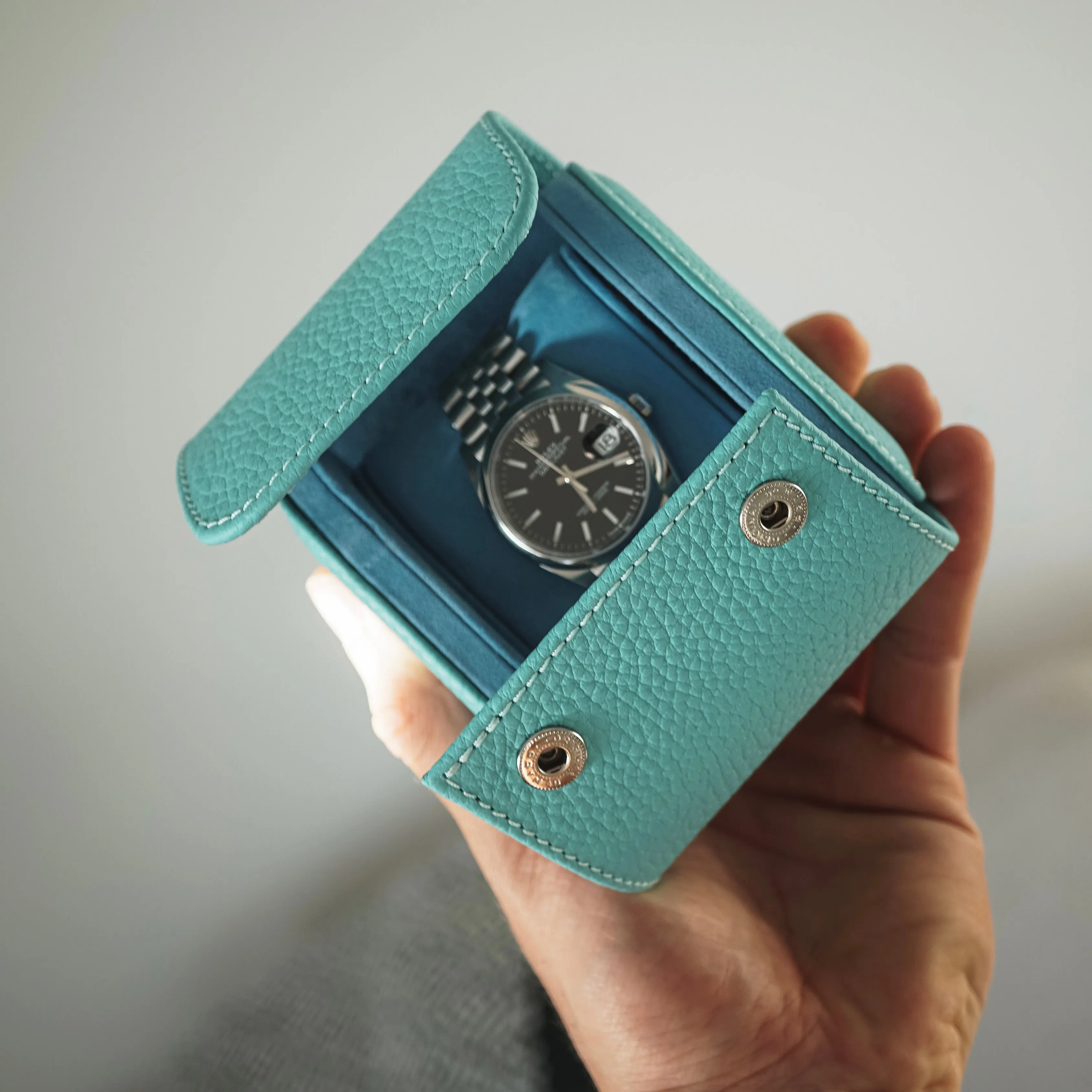 Uhrenrolle aus Leder für 1 Uhr [Türkis]
