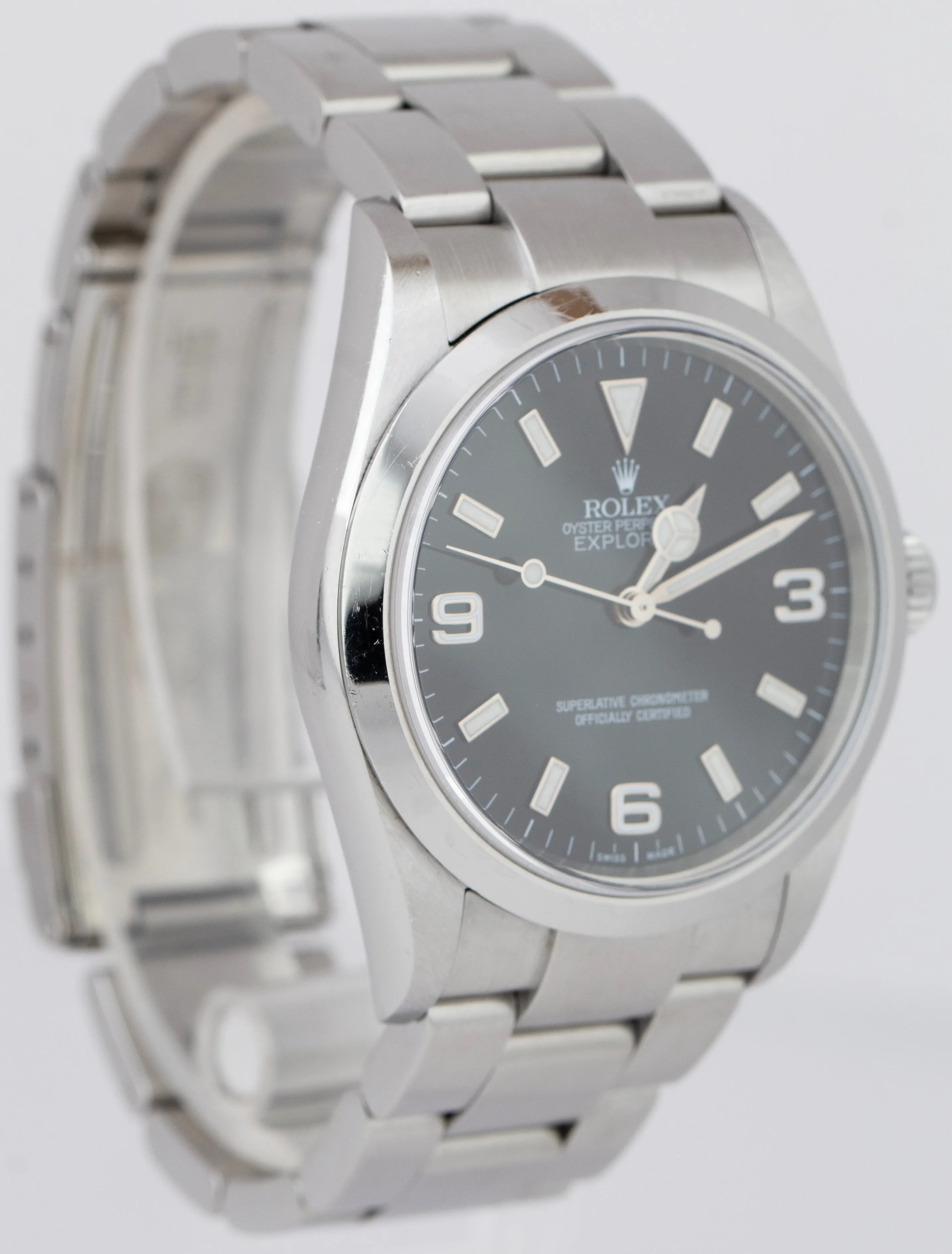 UNPOLISHED Rolex Explorer I Black 36mm 3-6-9 Stainless Steel Watch 114270
