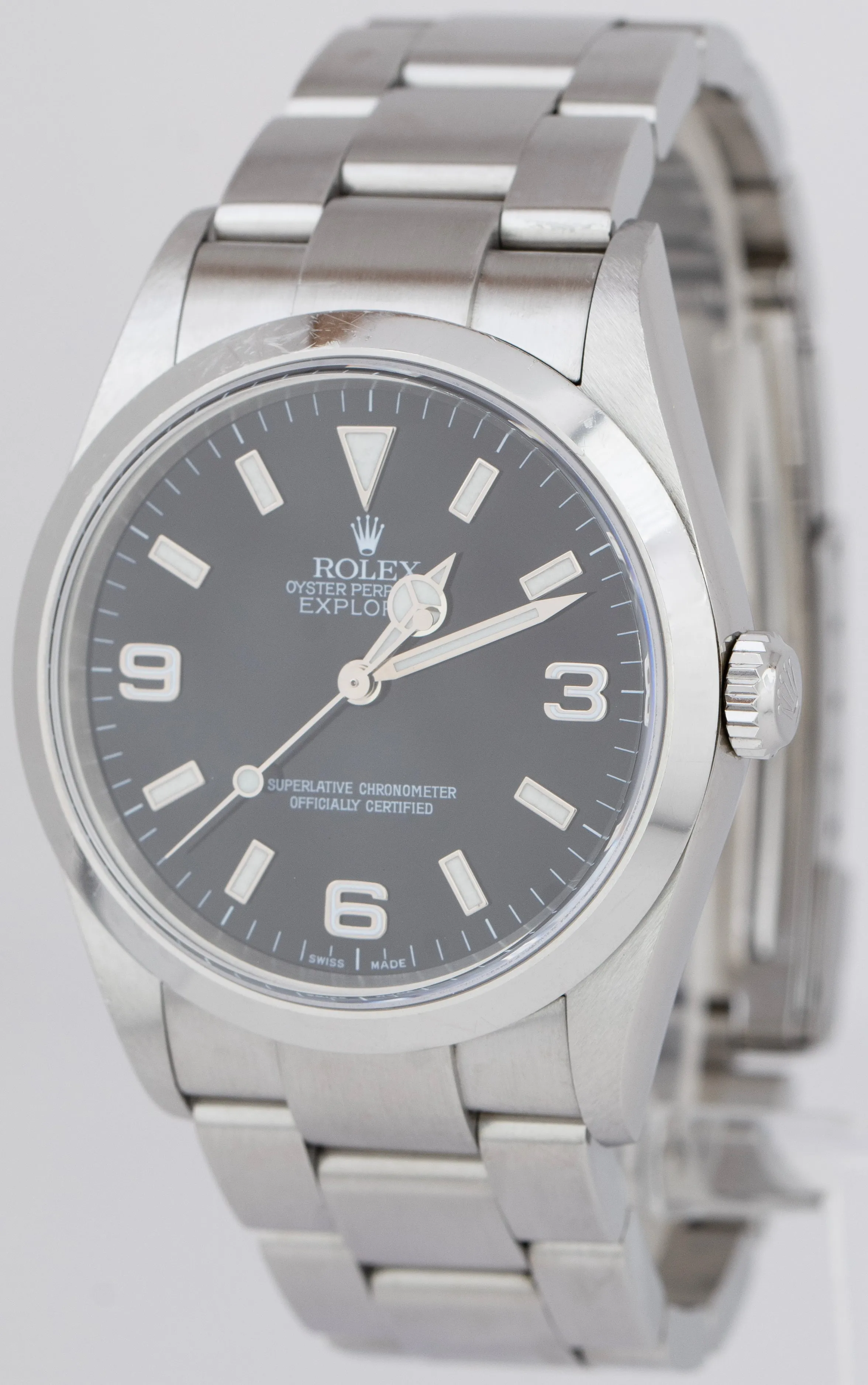 UNPOLISHED Rolex Explorer I Black 36mm 3-6-9 Stainless Steel Watch 114270