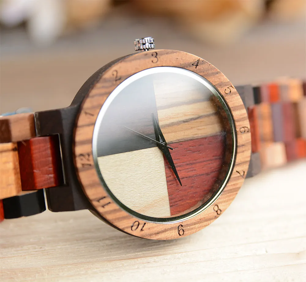 UXD Color Block Wooden Watch For Men