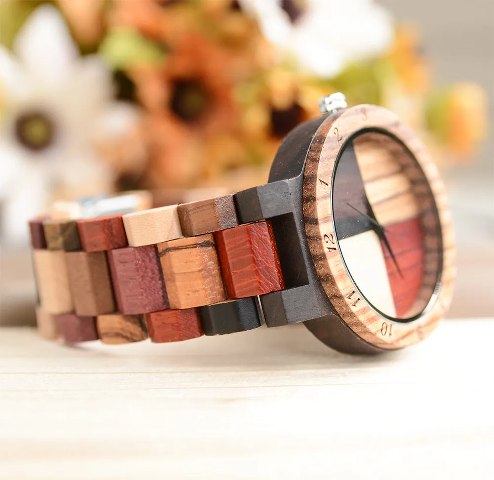 UXD Color Block Wooden Watch For Men