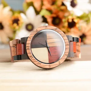 UXD Color Block Wooden Watch For Men