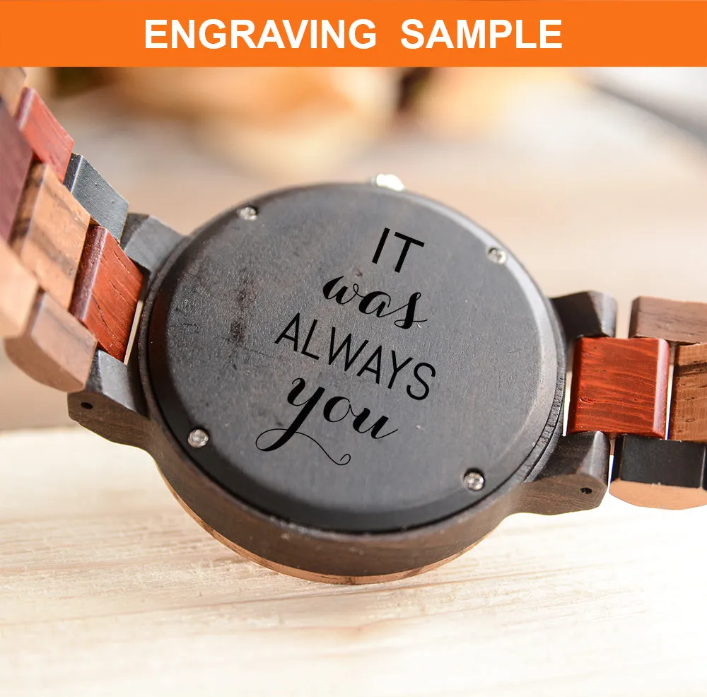 UXD Color Block Wooden Watch For Men