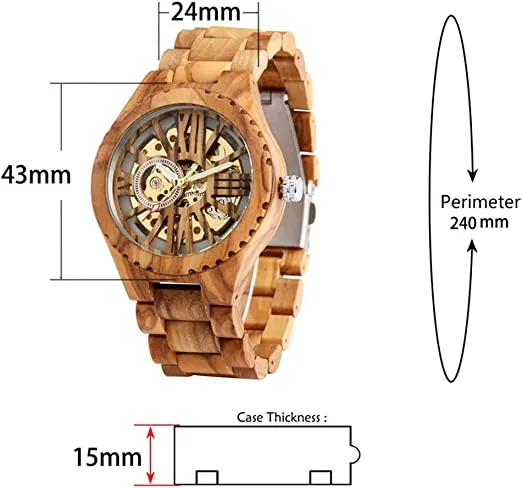 UXD Premium Eco-Friendly Manual Mechanical Wooden Watch