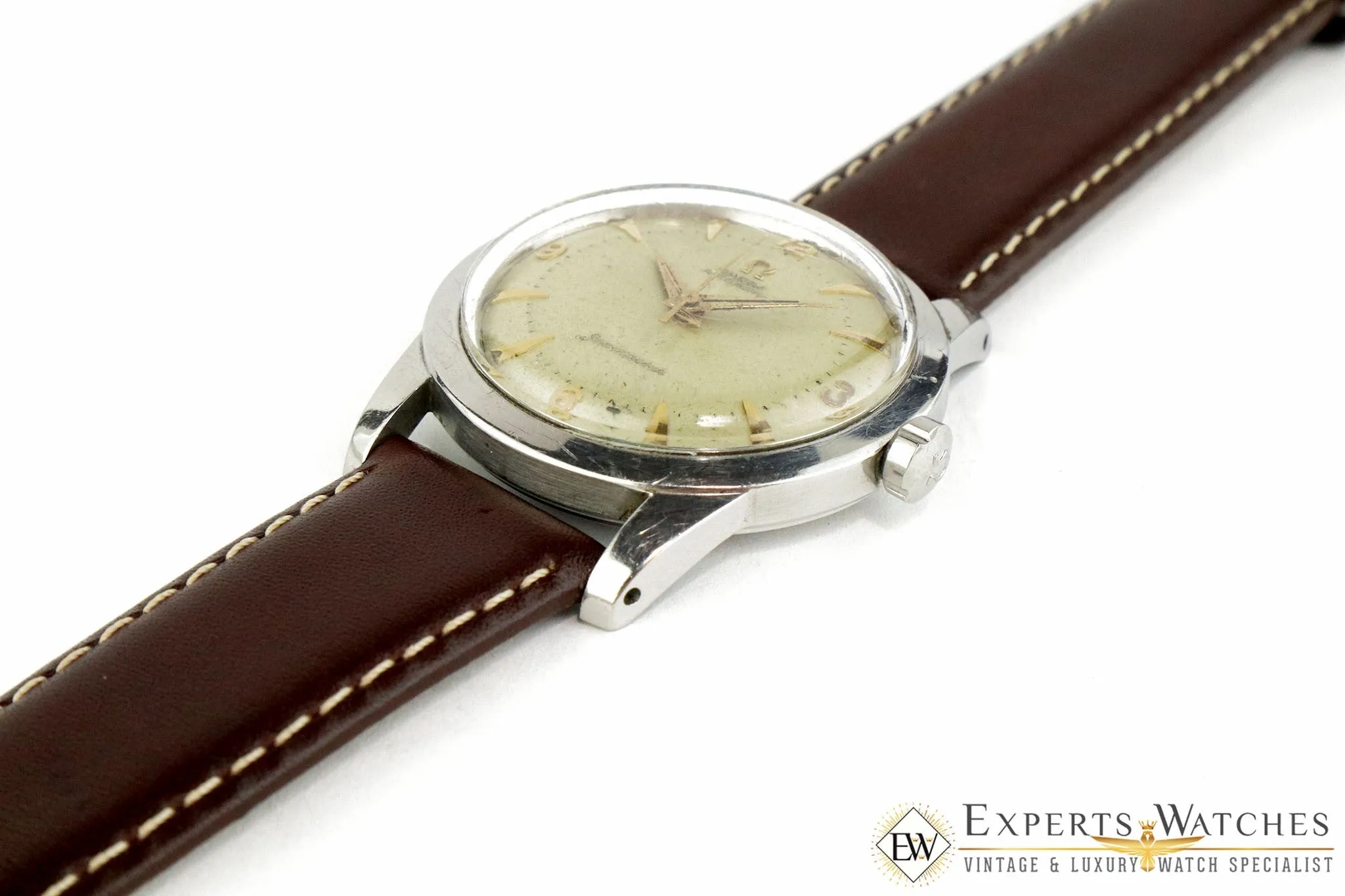 Vintage 1953 Omega SeaMaster C2577 Pie Pan Watch  Box & Papers Cal 351 Automatic