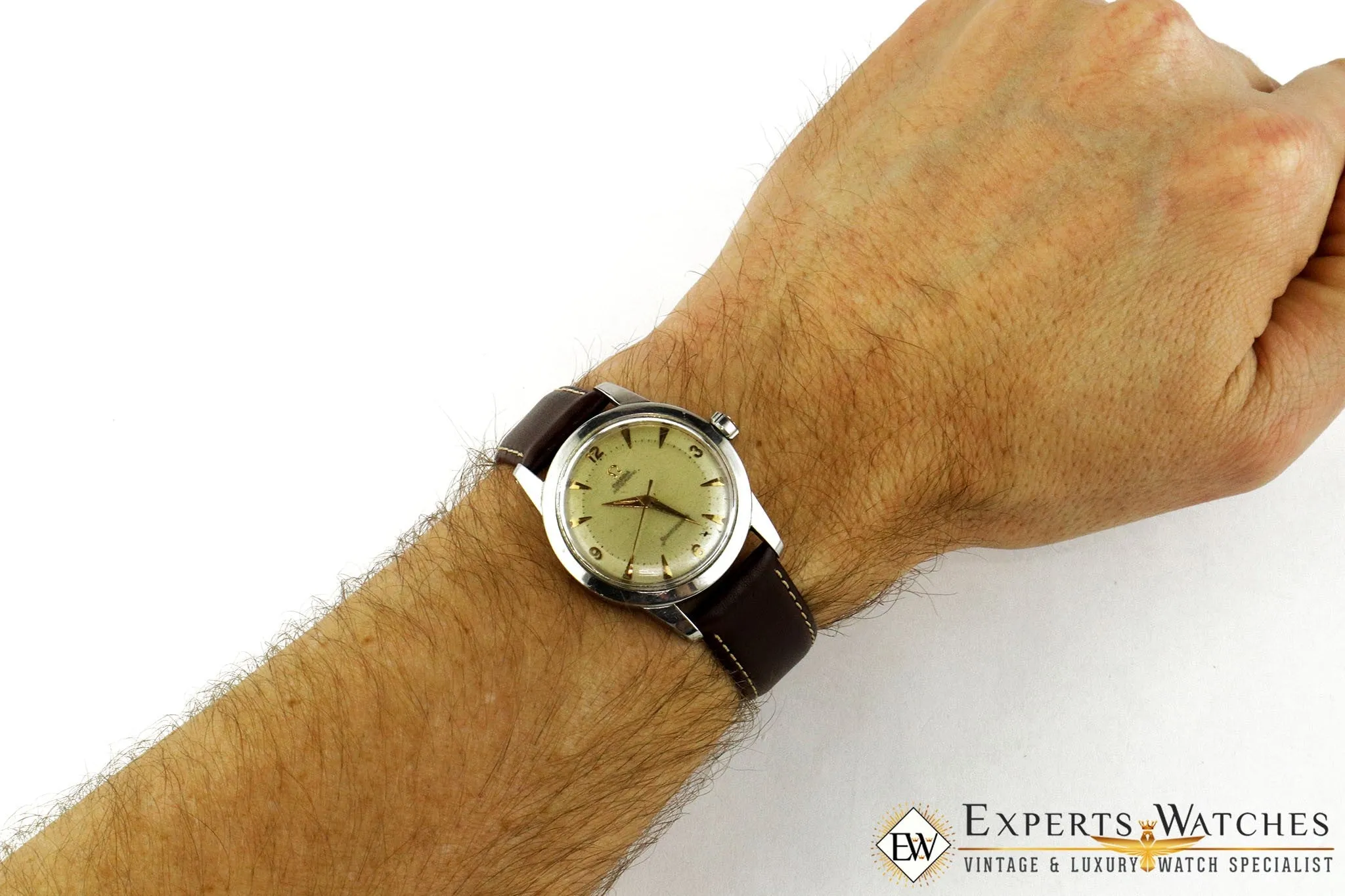 Vintage 1953 Omega SeaMaster C2577 Pie Pan Watch  Box & Papers Cal 351 Automatic