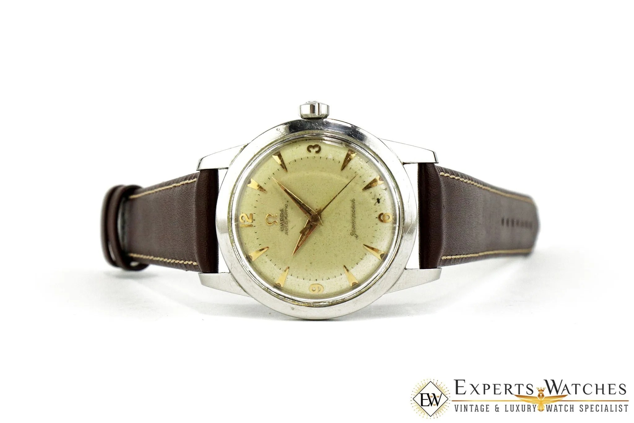 Vintage 1953 Omega SeaMaster C2577 Pie Pan Watch  Box & Papers Cal 351 Automatic