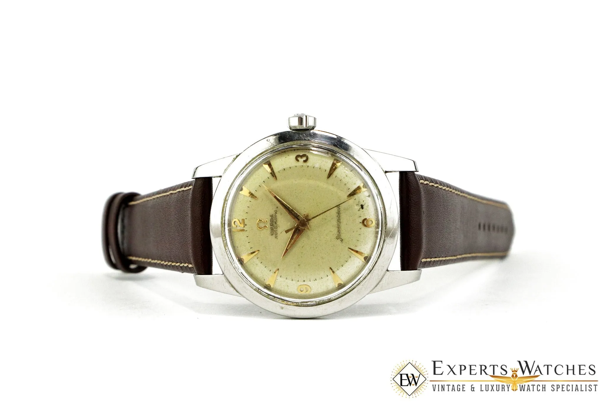 Vintage 1953 Omega SeaMaster C2577 Pie Pan Watch  Box & Papers Cal 351 Automatic