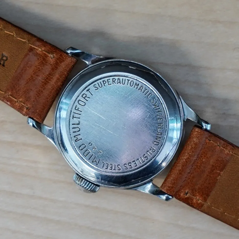 Vintage MIDO Multifort Super Automatic Watch ALL S.S. 17 Jewels Cal. 817 Two-Tone Dial 220