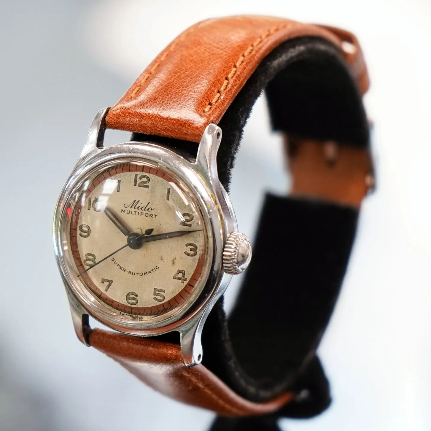 Vintage MIDO Multifort Super Automatic Watch ALL S.S. 17 Jewels Cal. 817 Two-Tone Dial 220