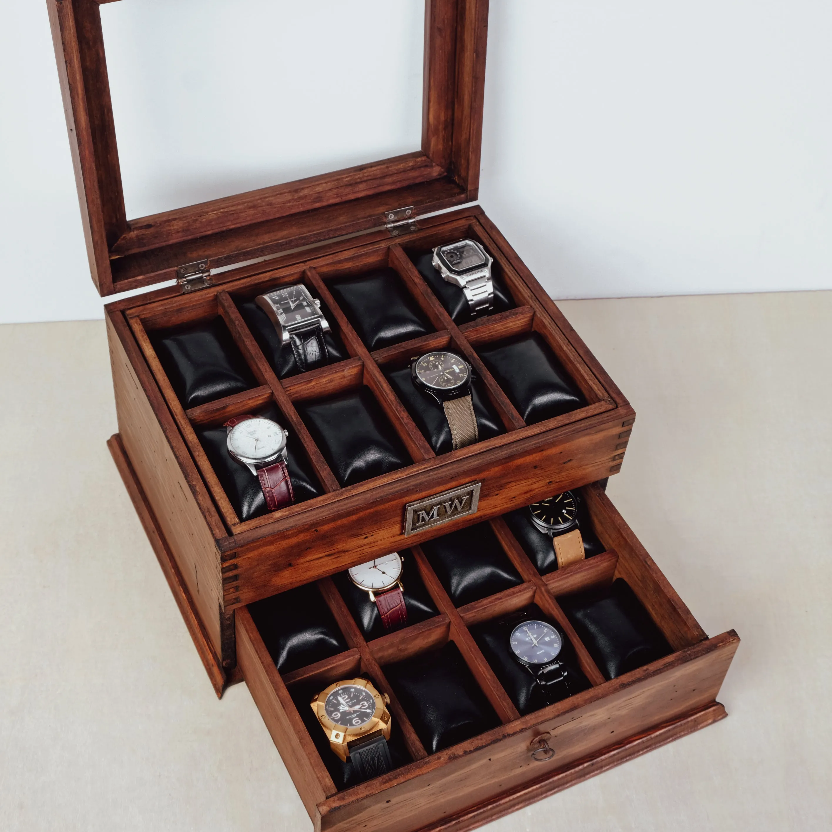 Watch Box For 16 Watches with Drawer