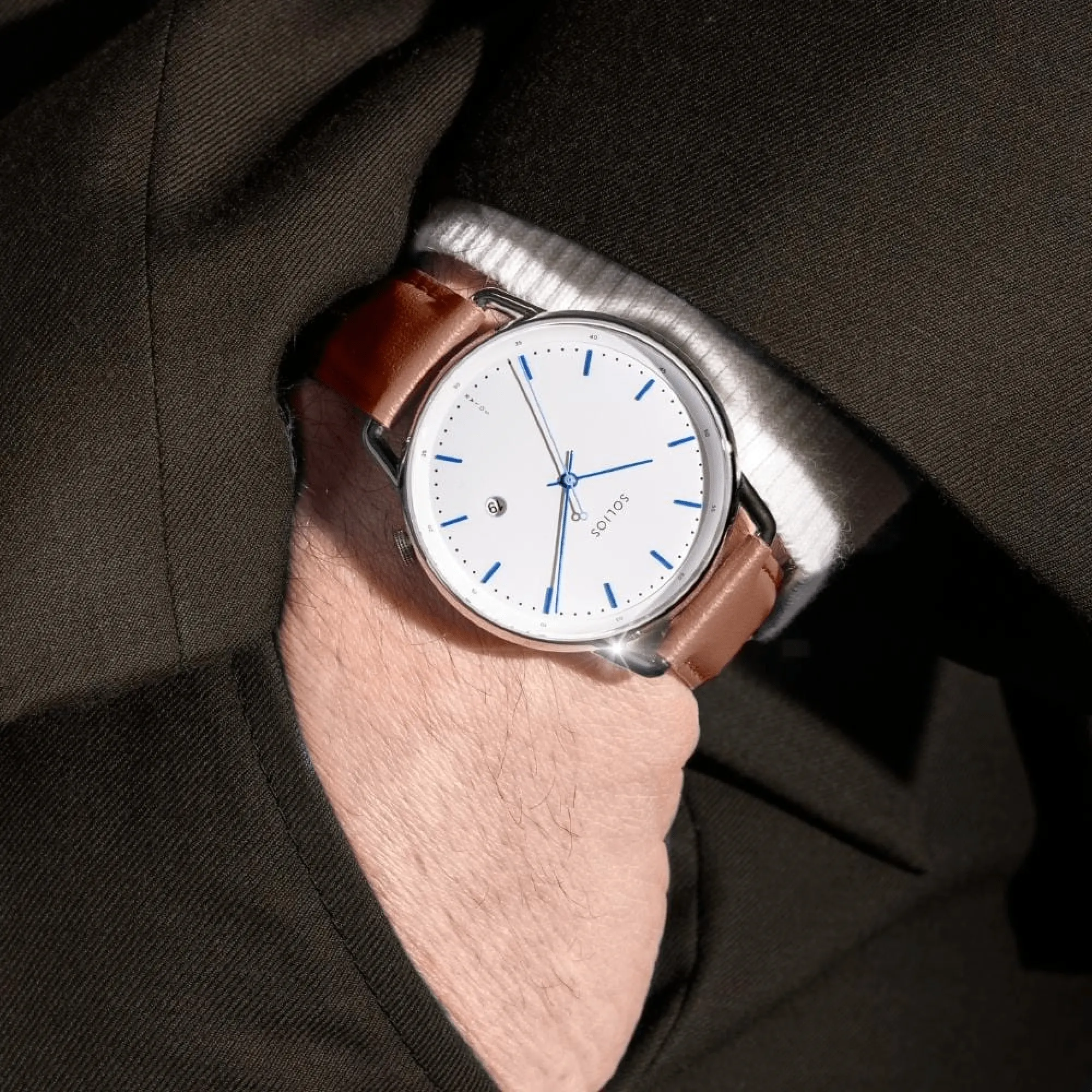 Watch Sets - Solar Curve & Curve Mini | White Dial - Silver Case | Brown Vegan Leather