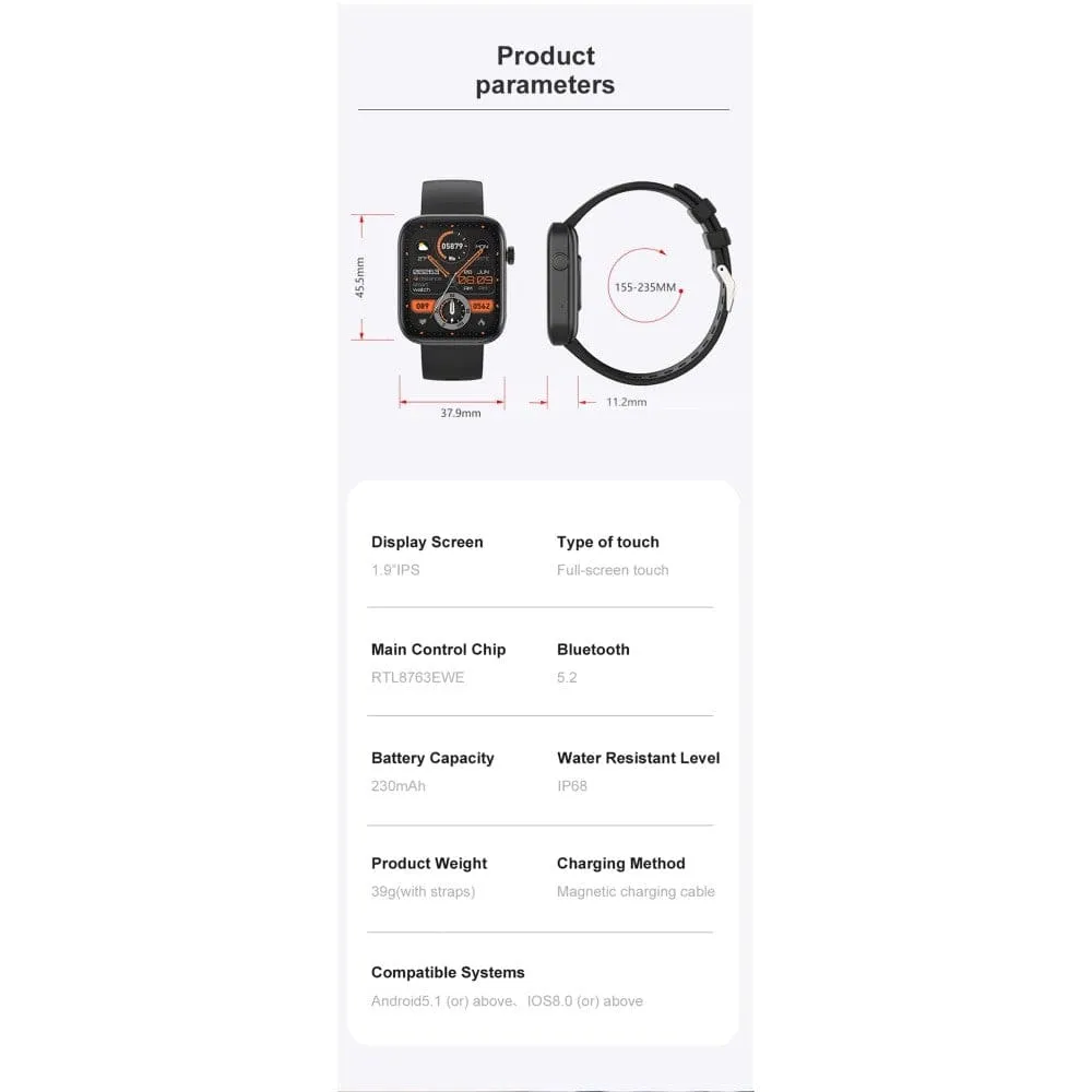 Waterproof Voice Calling Smart Notifications Voice Assistant Smartwatch for Men Women