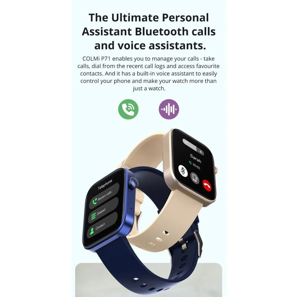 Waterproof Voice Calling Smart Notifications Voice Assistant Smartwatch for Men Women