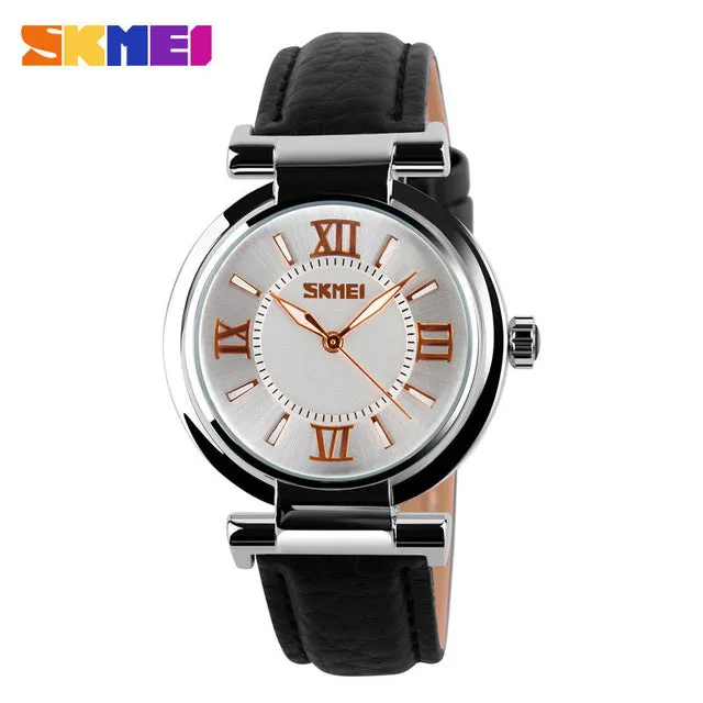 Women Fashion Dress Watches 30M Waterproof Leather