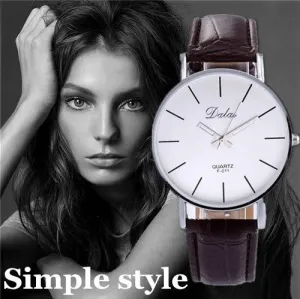 Women Watch Fashion Dalas Brand Quartz Leather Strap Clock Wristwatch Relojes Feminino Vintage Simple Design Casual Major Watch