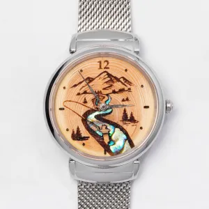 Women's Fly Fishing Gift Wood Watch- A River Runs Through It