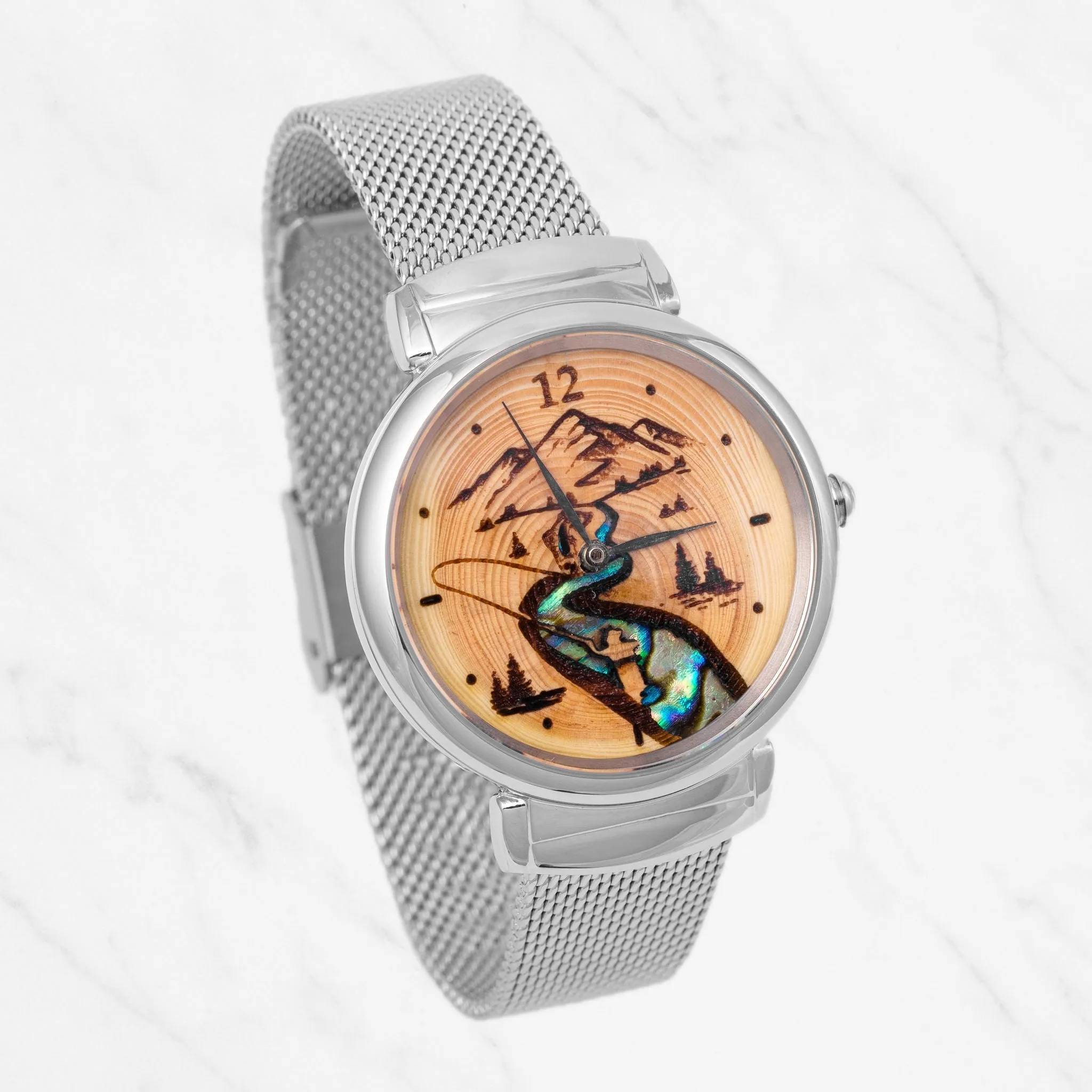 Women's Fly Fishing Gift Wood Watch- A River Runs Through It