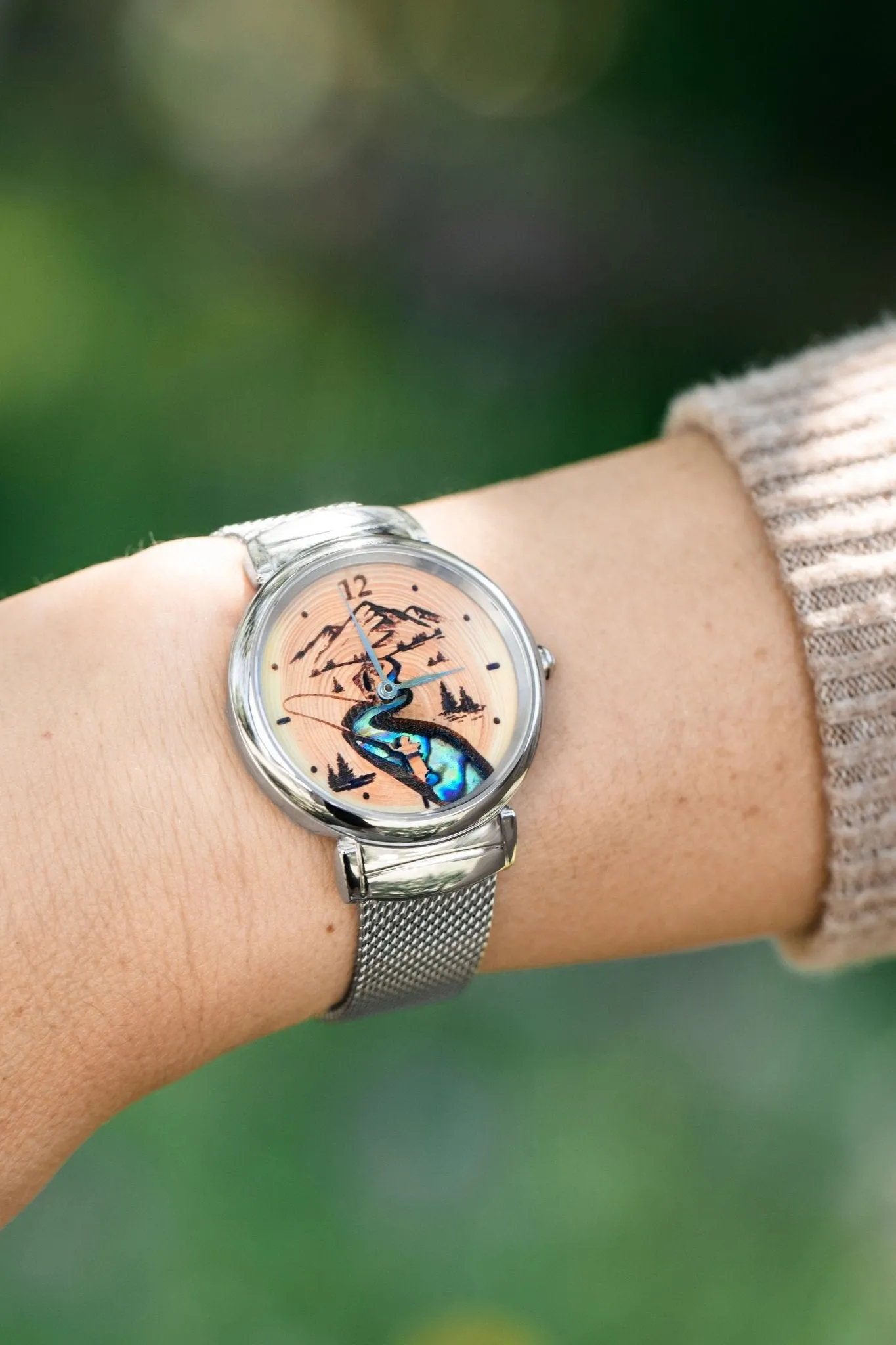 Women's Fly Fishing Gift Wood Watch- A River Runs Through It