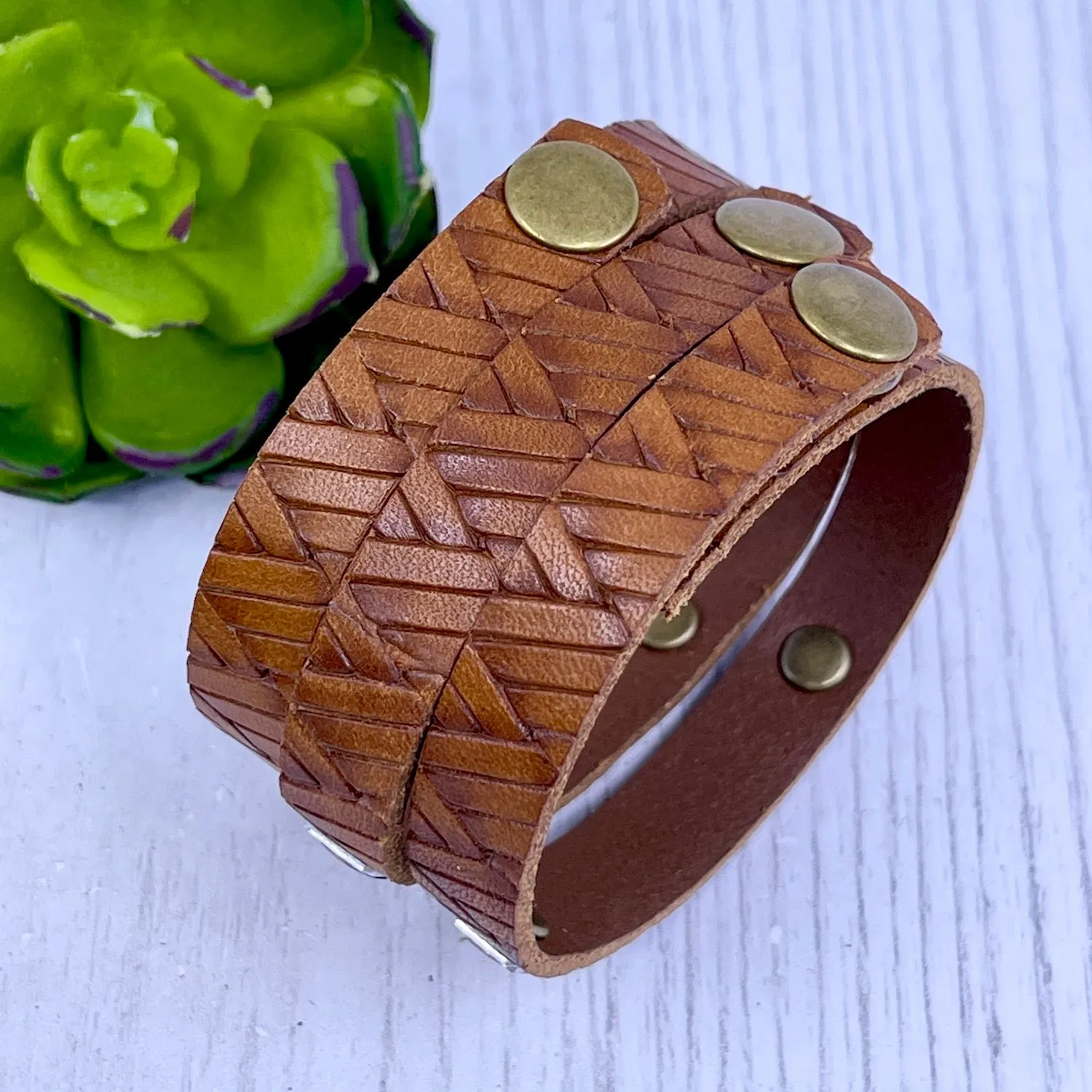 WORTHY Weaved Tan Leather Skinny Bracelet | 4 Colors | Adjustable